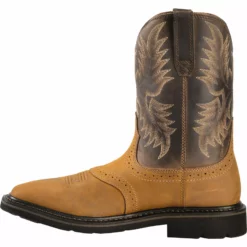 Ariat Men's 10" Sierra Pull On Western Work Boots - Square Toe -UK Winter Shoes Sales 2023 030390 BR LT