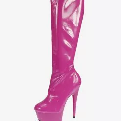 Pole Dance Shoes Blue Sexy Boots High Heel Boots Round Toe Platform Mid Calf Boots Stripper Shoes