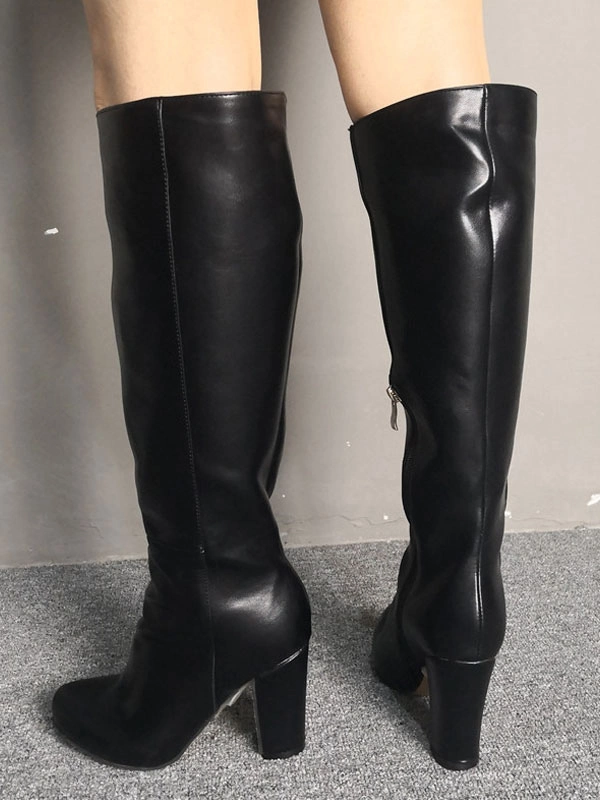 Knee High Boots Womens Black Round Toe Chunky Heel Daily Casual Boots 7 Knee High Boots Womens Black Round Toe Chunky Heel Daily Casual Boots - Image 5