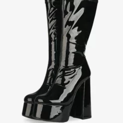 Women's Platform Chunky Heel Mid Calf Boots Patent Bright Leather High Heel Boots -UK Winter Shoes Sales 2023 16182e15 b63d 4581 be14 87488245ff8c
