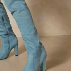 Women's Wide Calf Thigh High Boots Suede Chunky Heel Over The Knee Boots -UK Winter Shoes Sales 2023 16381dc8 3310 4bbb 933c 5428ac79014b