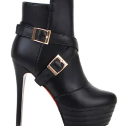 Black Ankle Boots High Heel Platform Booties Women's Buckle Zipper Stiletto Short Boots -UK Winter Shoes Sales 2023 18f8dfb7 3be3 4ede b9d9 227541c3b768