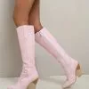 Women's Western Boots Snakeskin Knee-High Boots Block Heel Pink Cowgirl Boots -UK Winter Shoes Sales 2023 1d45c2f5 ac67 4101 b57c f15bf51170aa