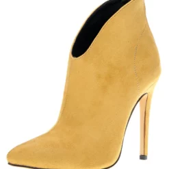 Women Ankle Boots Suede High Heel Pointed Toe Zipper Booties For Women