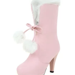 White Xmas Winter Boots Fur Top High Heel Platform Boots 11 White Xmas Winter Boots Fur Top High Heel Platform Boots -UK Winter Shoes Sales 2023 201612091606117931456