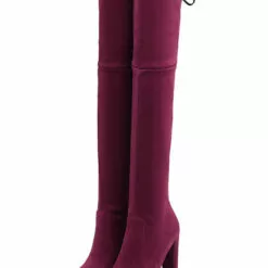 Thigh High Boots Womens Suede Lace Up Pointed Toe Chunky Heel Over The Knee Boots -UK Winter Shoes Sales 2023 201707141503332364898