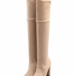 Thigh High Boots Womens Suede Lace Up Pointed Toe Chunky Heel Over The Knee Boots -UK Winter Shoes Sales 2023 201707141503341451917