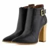 High Heel Booties Black Pointed Toe Buckle Detail Ankle Boots For Women -UK Winter Shoes Sales 2023 201707201001278408850