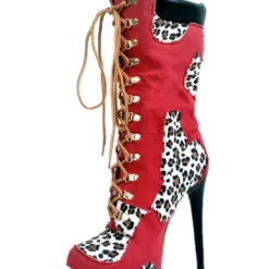 Black Sexy Boots Women's Platform Leopard Printed Lace Up High Heel Boots -UK Winter Shoes Sales 2023 201709151627434592970