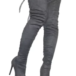 Thigh High Boots Womens Micro Suede Lace Up Pointed Toe Stiletto Heel Over The Knee Boots -UK Winter Shoes Sales 2023 201709271114129534730