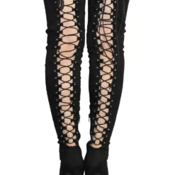 Thigh High Boots Womens Micro Suede Lace Up Pointed Toe Stiletto Heel Over The Knee Boots -UK Winter Shoes Sales 2023 201709271114139071722