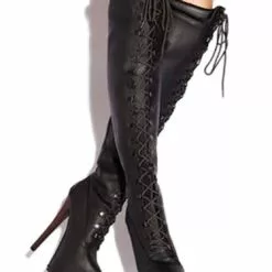 Platform Thigh High Boots Womens Nubuck Lace Up Almond Toe Stiletto Heel Over The Knee Boots -UK Winter Shoes Sales 2023 201710091440151766172