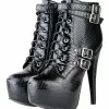 Black Ankle Boots High Heel Stiletto Lace Up Almond Toe Plus Size Buckled Booties For Women -UK Winter Shoes Sales 2023 201710181046487506157