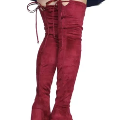 Womens Thigh High Boots Elastic Fabric Solid Color Square Toe Chunky Heel Boots -UK Winter Shoes Sales 2023 201710181447090705185