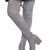Womens Thigh High Boots Elastic Fabric Solid Color Square Toe Chunky Heel Boots -UK Winter Shoes Sales 2023 201710181447109409693