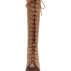 Knee High Boots Womens And Micro Suede Lace Up Round Toe Chunky Heel Boots -UK Winter Shoes Sales 2023 201710181609189635083