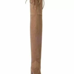 Thigh High Boots Womens Stretch Satin Sanding Lace Up Round Toe Chunky Heel Over The Knee Boots -UK Winter Shoes Sales 2023 201710181609353066211