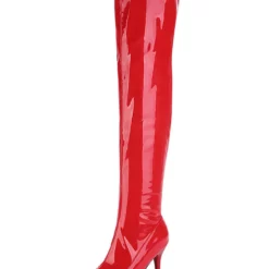 Womens Thigh High Boots Patent Leather Pointed Toe Bright Leather Stiletto Heel Boots