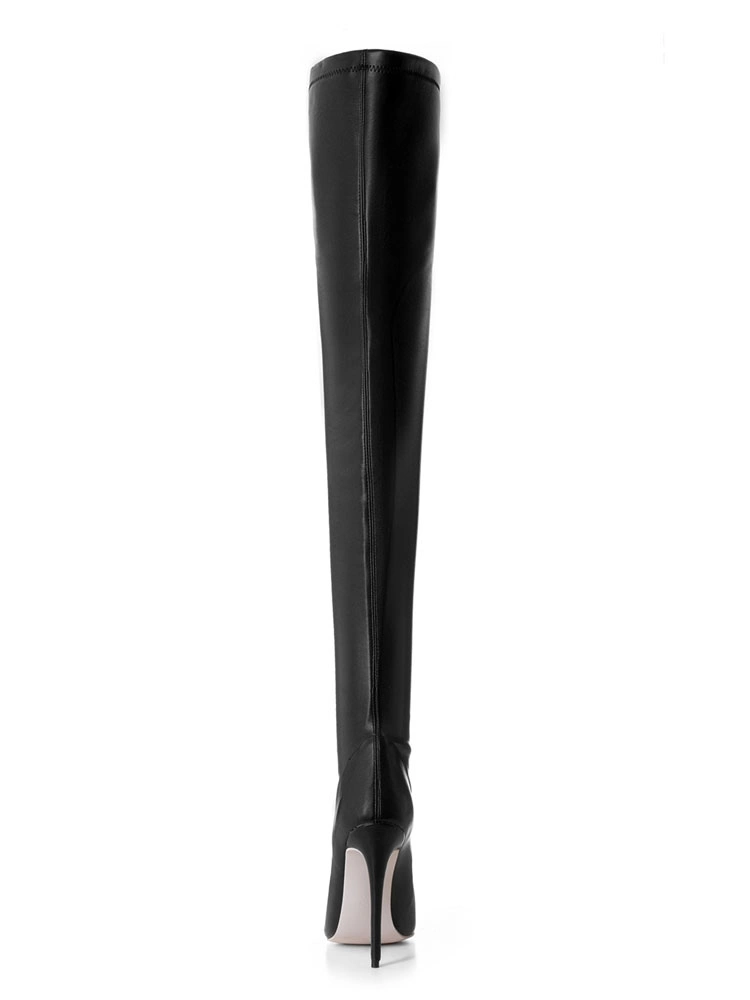 Black Thigh High Boots Womens Pointed Toe Stiletto Heel Over The Knee Boots 6 Black Thigh High Boots Womens Pointed Toe Stiletto Heel Over The Knee Boots - Image 4