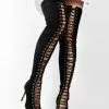 Thigh High Boots Womens Nubuck Lace Up Peep Toe Stiletto Heel Over The Knee Boots -UK Winter Shoes Sales 2023 201807251826337593196