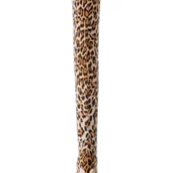 Black Thigh High Boots Womens Elastic Fabric Leopard Print Pointed Toe Stiletto Heel Over The Knee Boots -UK Winter Shoes Sales 2023 201808171830410552095