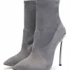 Grey High Heel Boots Women Dress Shoes Suede Pointed Toe Stiletto Heel Short Booties -UK Winter Shoes Sales 2023 201808171830445143745