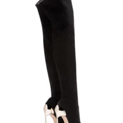 Black Thigh High Boots Womens Elastic Fabric Pointed Toe Stiletto Heel Over The Knee Boots -UK Winter Shoes Sales 2023 201808171831049709410