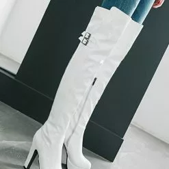 Platform Thigh High Boots Womens Almond Toe Chunky Heel Over The Knee Boots -UK Winter Shoes Sales 2023 201808271757579183879