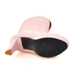 Platform Knee High Boots Womens Almond Toe Chunky Bright Leather Heel Boots -UK Winter Shoes Sales 2023 201809121711594142105