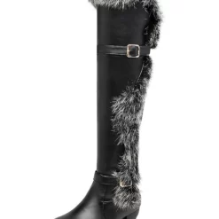 Knee High Boots Womens And Faux Fur Round Toe Low Chunky Heel Boots 11 Knee High Boots Womens And Faux Fur Round Toe Low Chunky Heel Boots -UK Winter Shoes Sales 2023 201809121712122842856