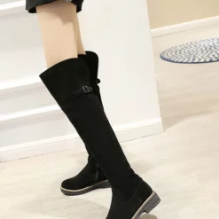 Thigh High Boots Womens Monogram Suede Round Toe Flat Heel Over The Knee Boots -UK Winter Shoes Sales 2023 20180912171213956803