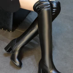 Thigh High Boots Womens Round Toe Chunky Heel Over The Knee Boots -UK Winter Shoes Sales 2023 201809121712380914611