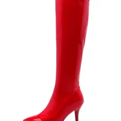 Knee High Boots Womens Patent Pointed Toe Stiletto Bright Leather Heel Boots -UK Winter Shoes Sales 2023 201809121712420135958