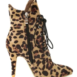 High Heel Boots Women Leopard Pointed Toe Lace Up Ankle Boots -UK Winter Shoes Sales 2023 201809131851162481747