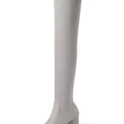 Thigh High Boots Womens Elastic Fabric Round Toe Chunky Heel Stretch Over The Knee Boots -UK Winter Shoes Sales 2023 201810061344368176081
