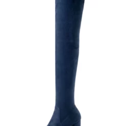 Thigh High Boots Womens Elastic Fabric Round Toe Chunky Heel Stretch Over The Knee Boots -UK Winter Shoes Sales 2023 201810061344396218826