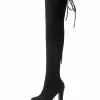 Platform Thigh High Boots Womens Elastic Fabric Lace Up Almond Toe Chunky Heel Over The Knee Boots 2 Platform Thigh High Boots Womens Elastic Fabric Lace Up Almond Toe Chunky Heel Over The Knee Boots -UK Winter Shoes Sales 2023 201810061344571068920