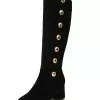 Knee High Boots Womens Micro Suede Studded Round Toe Chunky Heel Boots -UK Winter Shoes Sales 2023 20181012170703902210