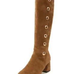 Knee High Boots Womens Micro Suede Studded Round Toe Chunky Heel Boots -UK Winter Shoes Sales 2023 201810121707212517660