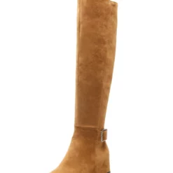 Knee High Boots Womens Micro Suede Buckled Round Toe Flat Heel Boots -UK Winter Shoes Sales 2023 201810121707295399123