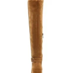 Knee High Boots Womens Micro Suede Buckled Round Toe Flat Heel Boots -UK Winter Shoes Sales 2023 201810121707310084795