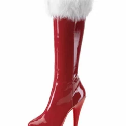 Red Xmas Sexy Platform Boots Women Fur Trim High Heel Boots Winter Shoes