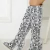 Knee High Boots Womens Snake Print Pointed Toe Chunky Heel Boots -UK Winter Shoes Sales 2023 201903061522183211730