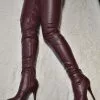 Women Sexy Boots Burgundy Platform Round Toe Zip Up High Heel Thigh High Boots Over The Knee Boots -UK Winter Shoes Sales 2023 201903261412513434371