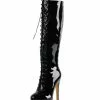 Platform Knee High Boots Womens Patent Solid Color Bright Leather Lace Up Round Toe Stiletto Heel Boots -UK Winter Shoes Sales 2023 201907101733193994645