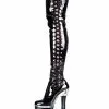 Pole Dance Shoes Sexy High Heel Boots Stripper Shoes Lace Up Spool Heel Rave Club Black Thigh High Boots Over The Knee Boots Stripper Shoes -UK Winter Shoes Sales 2023 201908191736379381130