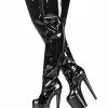 Pole Dance Shoes Sexy High Heel Boots Round Toe Platform Stiletto Heel Rave Club Black Thigh High Boots Stripper Shoes Stripper Shoes