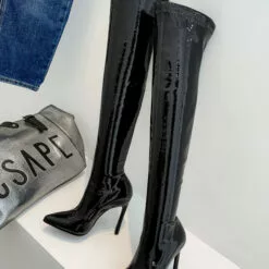Thigh High Boots Womens Patent Pointed Toe Stiletto Heel Bright Leather Over The Knee Boots -UK Winter Shoes Sales 2023 201909231705146704457