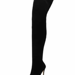 Thigh High Boots Womens Micro Suede Rivets Pointed Toe Stiletto Heel Over The Knee Boots -UK Winter Shoes Sales 2023 201909261744505376824