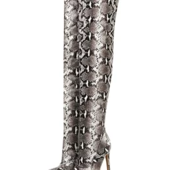 Over The Knee Boots Womens Snake Print Pointed Toe Stiletto Heel Thigh High Boots -UK Winter Shoes Sales 2023 201910301435111057565